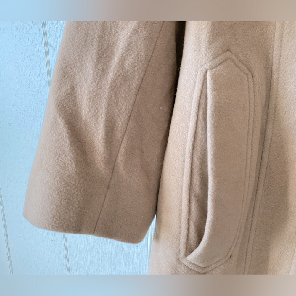 Anne Klein beige hooded button up winter peacoat wool blend - Picture 6 of 8